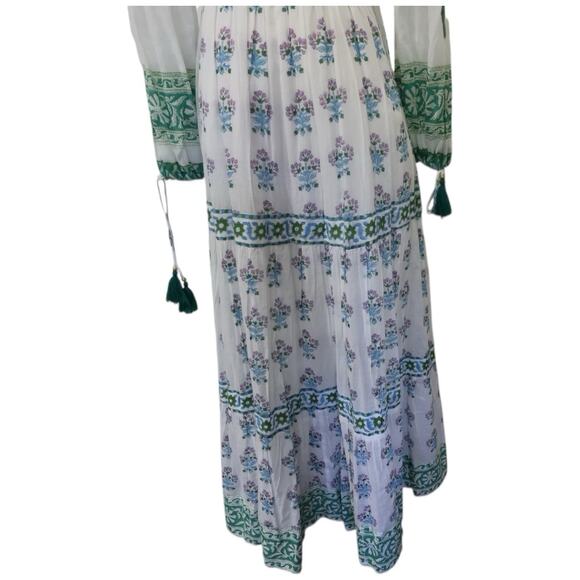 OLIPHANT Smocked Top Ballon Sleeve Provence Print Maxi Dress Size XS - Picture 13 of 13